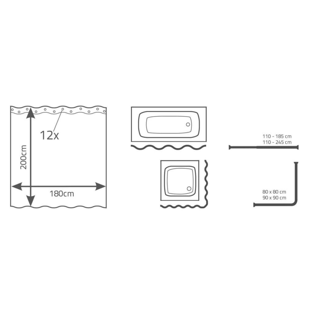 RIDDER RIDDER Rideau de douche Geo Textile