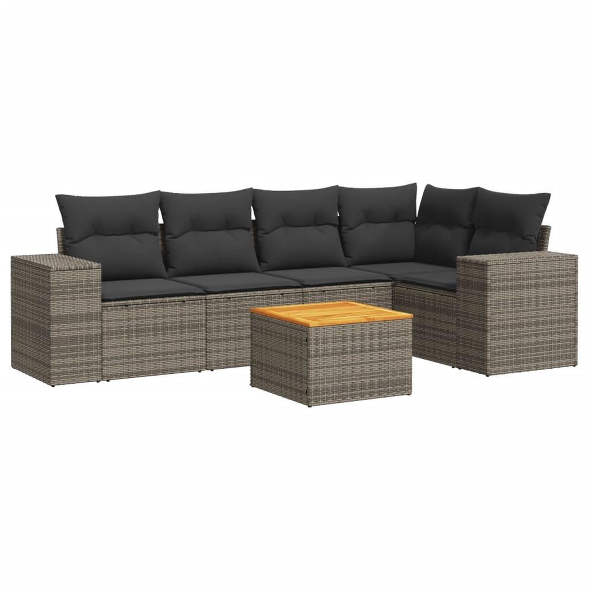 Voir la diapositive 2 : VIDAXL Salon de jardin 6 pcs avec coussins gris resine tressee
