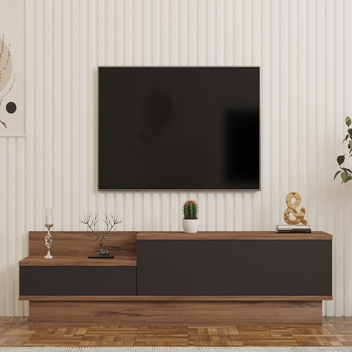 Habitat et Jardin Meuble TV en bois  Asir  - 160 x 35 x 35 cm - Marron