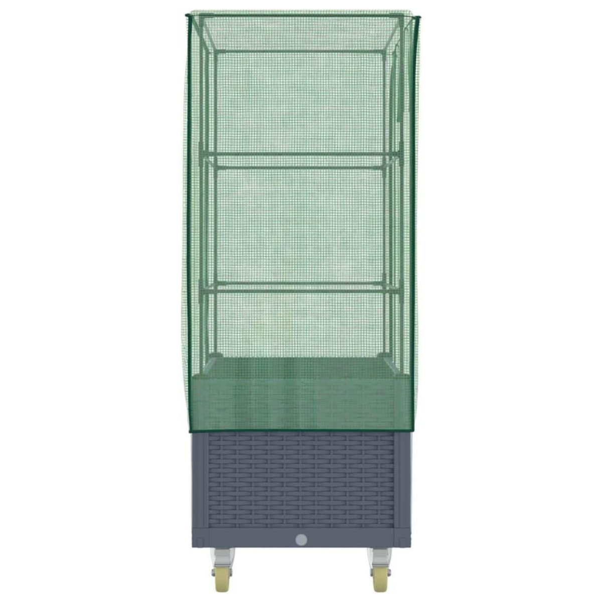 VIDAXL Jardiniere surelevee avec housse et roues aspect rotin