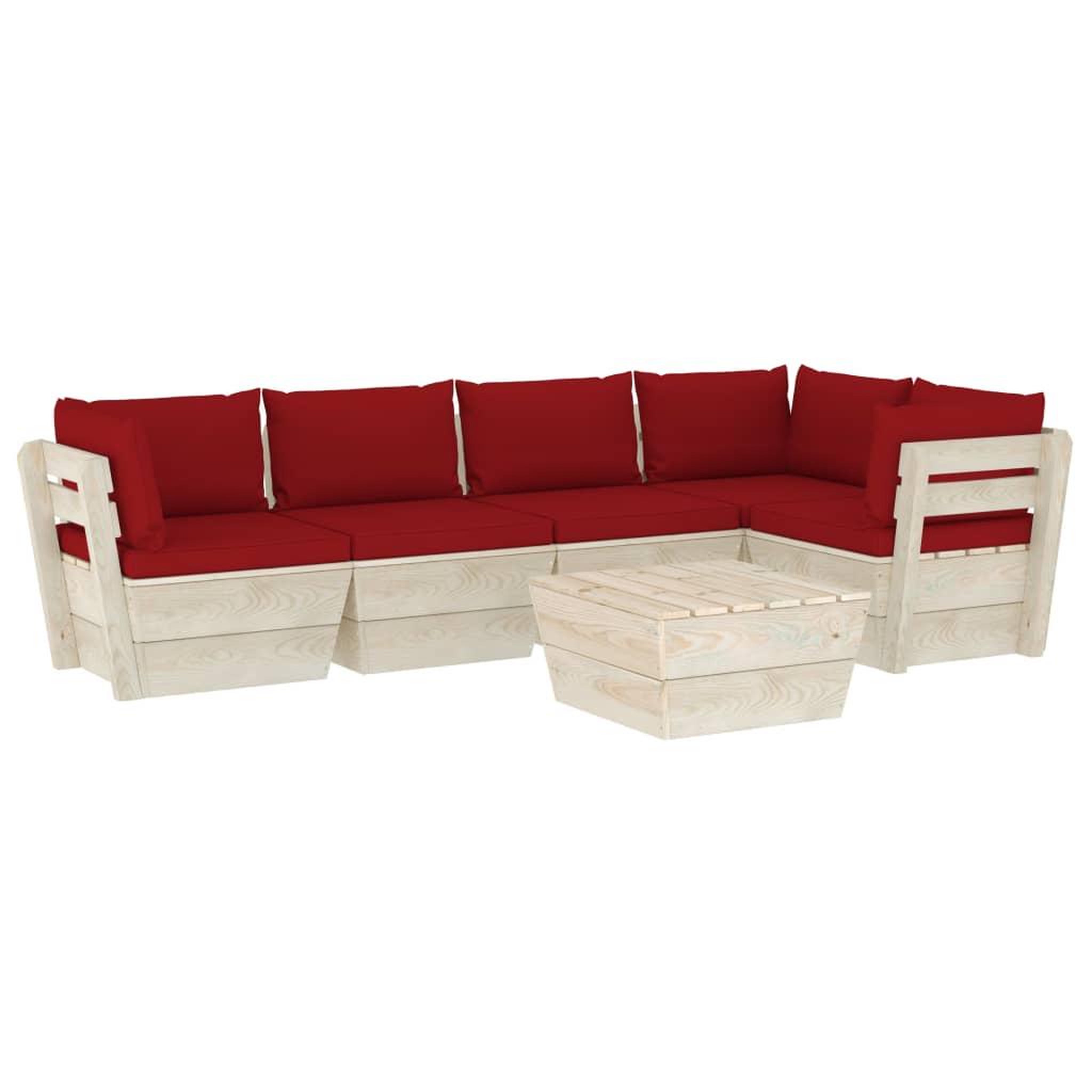 Voir la diapositive 2 : VIDAXL Salon de jardin palette 6 pcs avec coussins bois d'epicea
