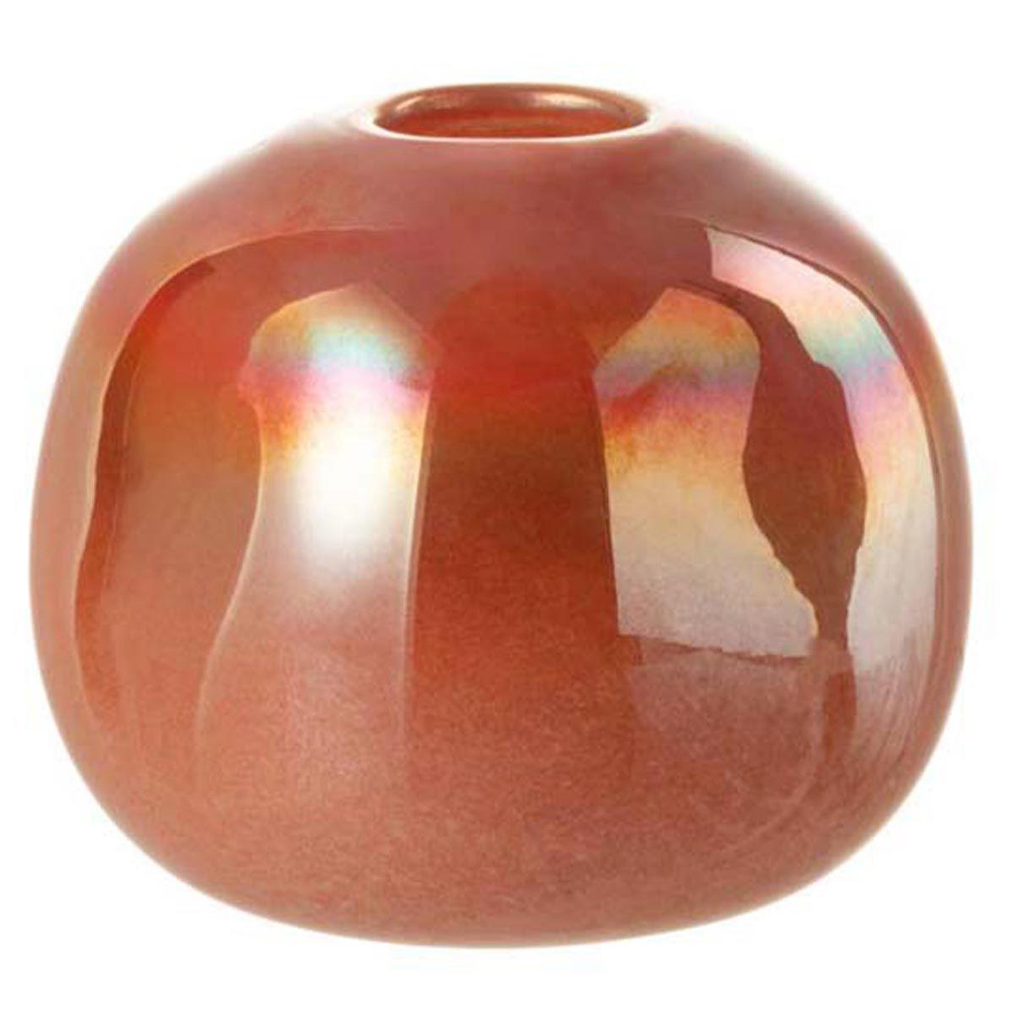 J-LINE Vase design  boule verre  13cm rouge