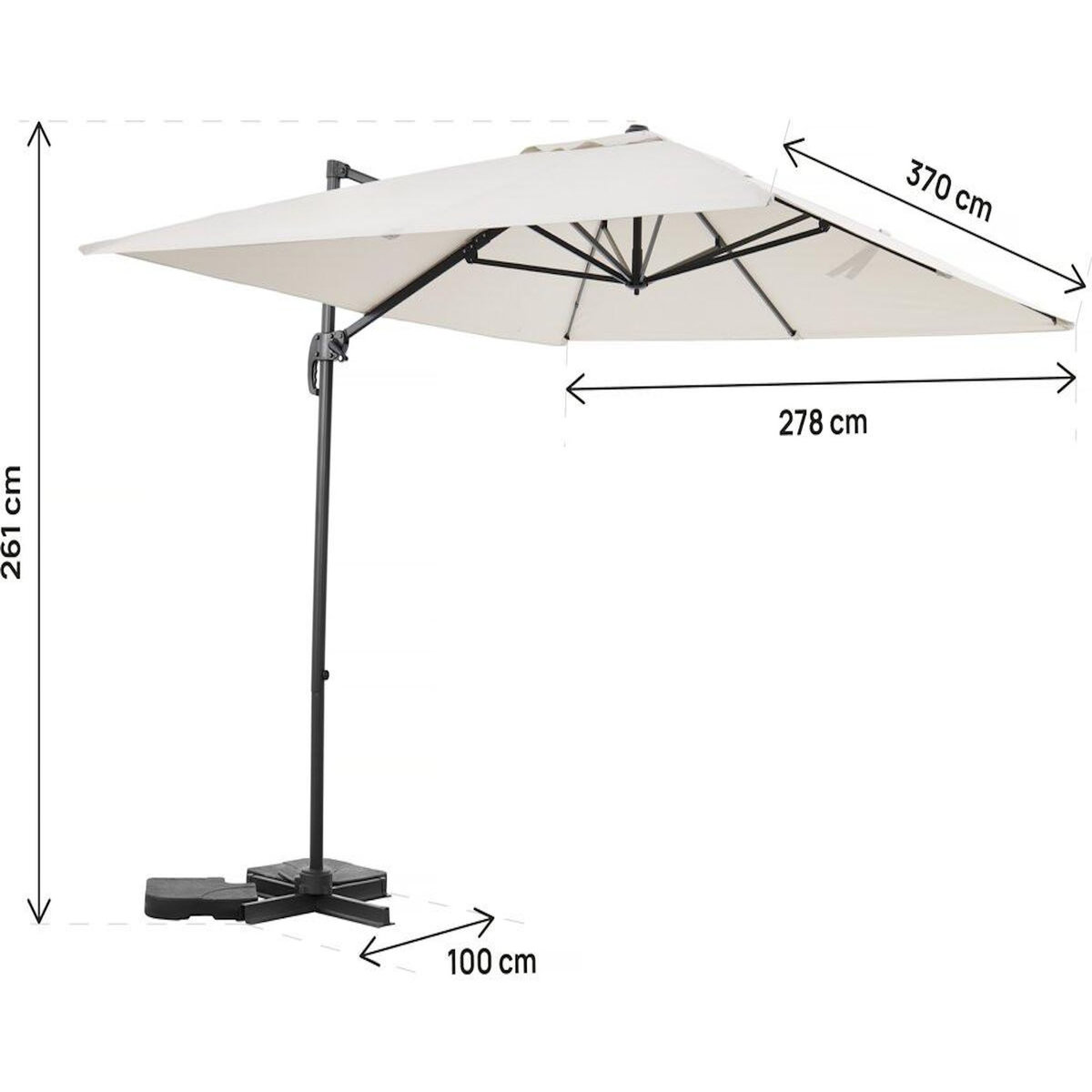 Habitat et Jardin Parasol jardin déporté en aluminium  Sky 4  - 3 x 4 m - Ecru - Dalles à lester incluses