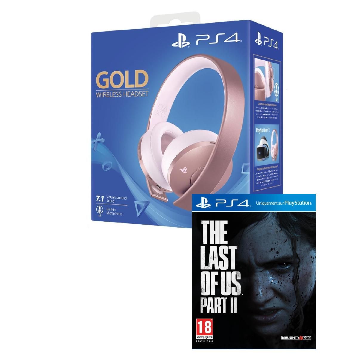 SONY Casque Rose sans fil Gold Sony + The Last of Us Part II PS4