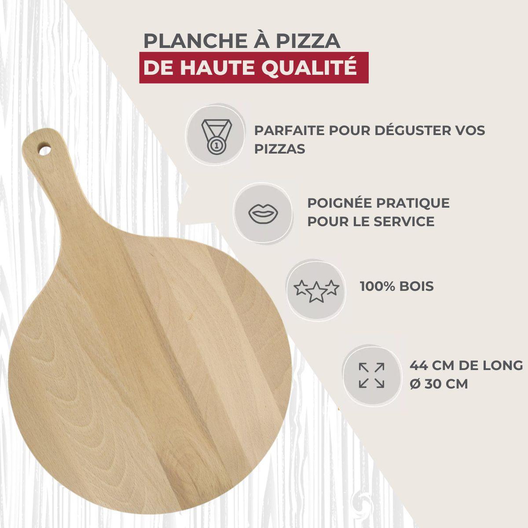 Voir la diapositive 4 : Fackelmann Lot de 6 planches à pizza et tarte flambée en bois 30 cm fackelmann wood edition