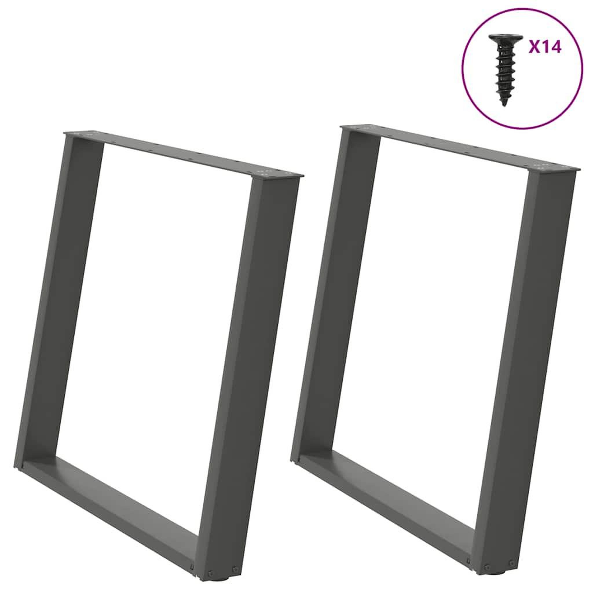 VIDAXL Pieds de table a manger forme de U 2 pcs 100x(72-73) cm acier