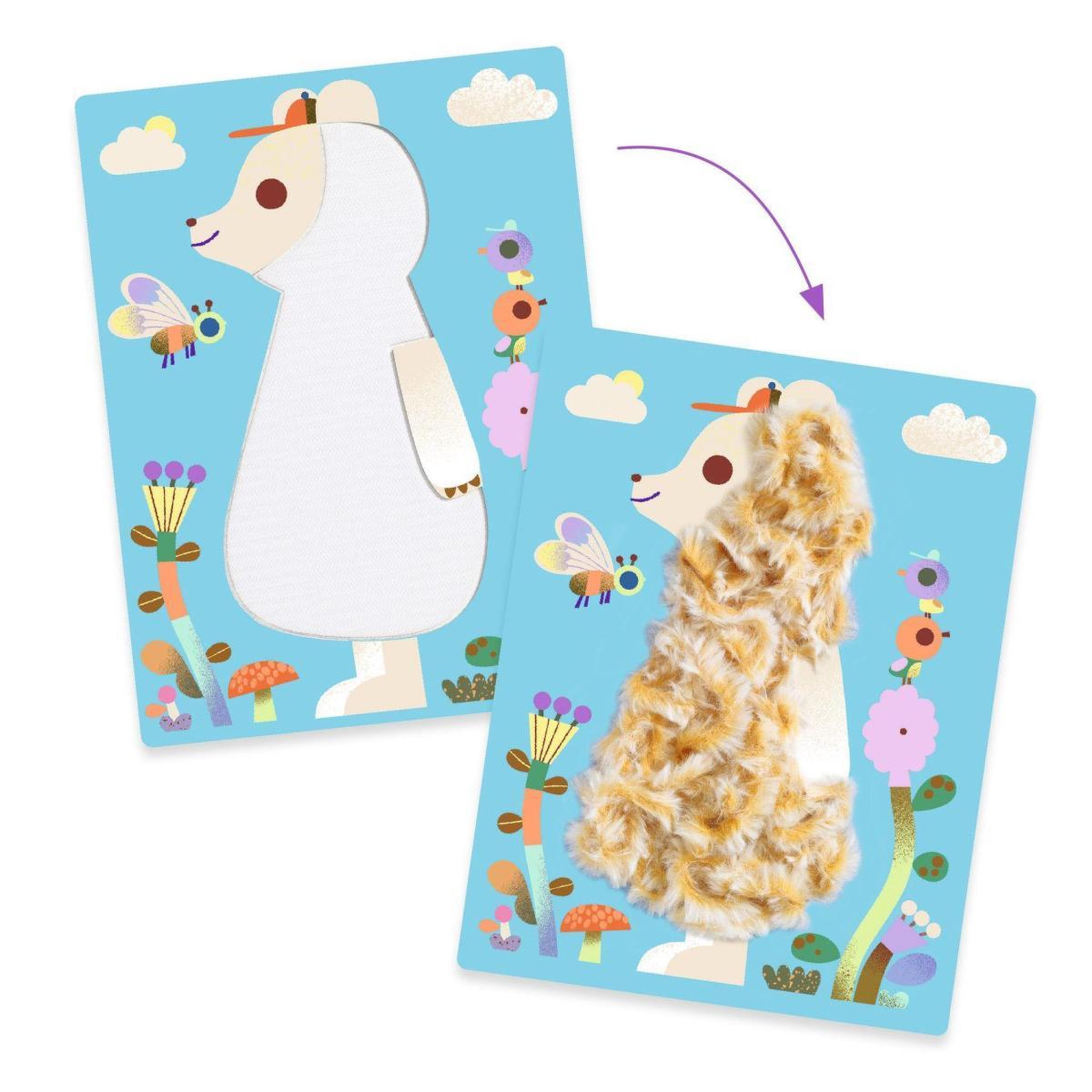 Djeco COLLAGES - Laine et scratch - Tout poilus