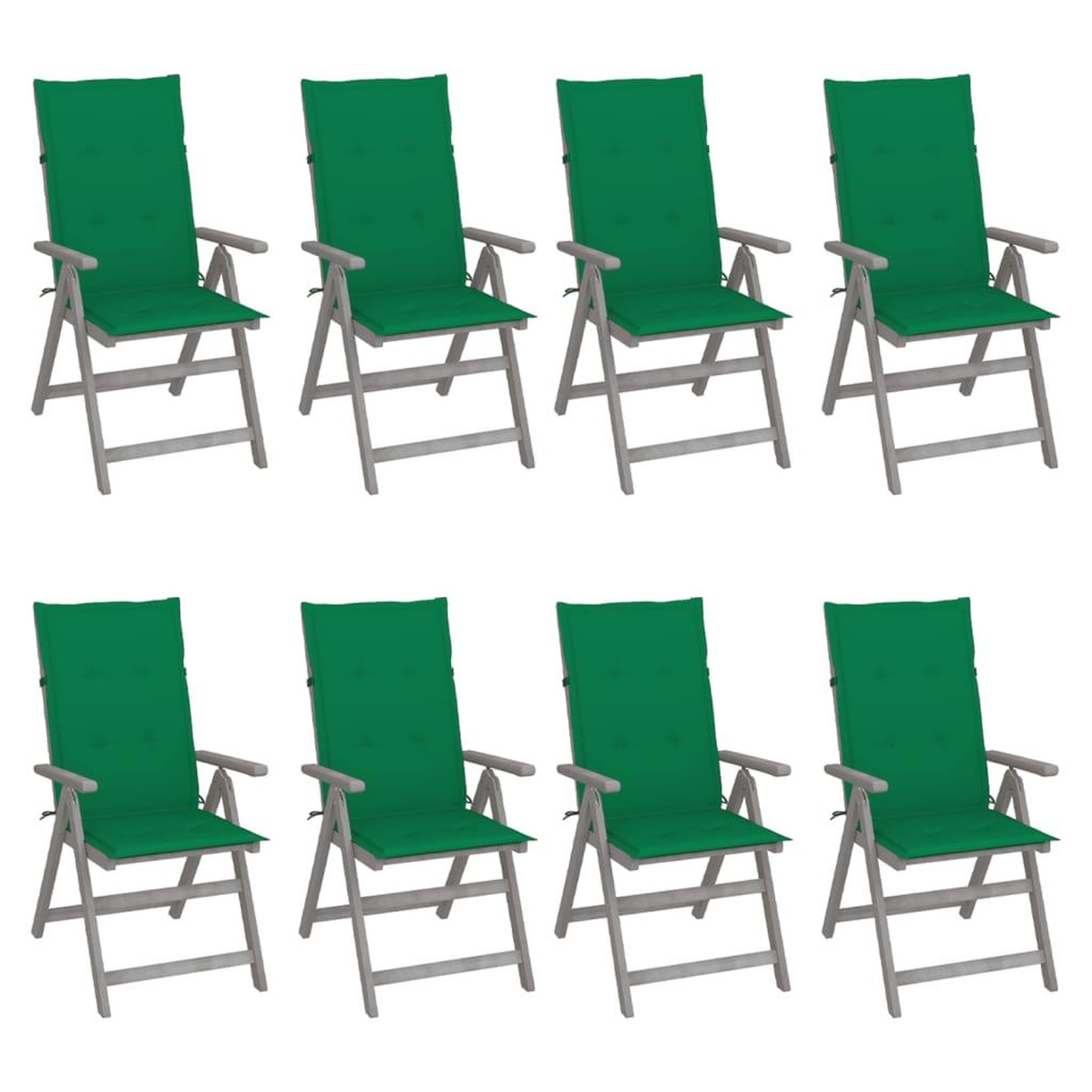 VIDAXL Chaises inclinables de jardin et coussins lot de 8 Gris Acacia