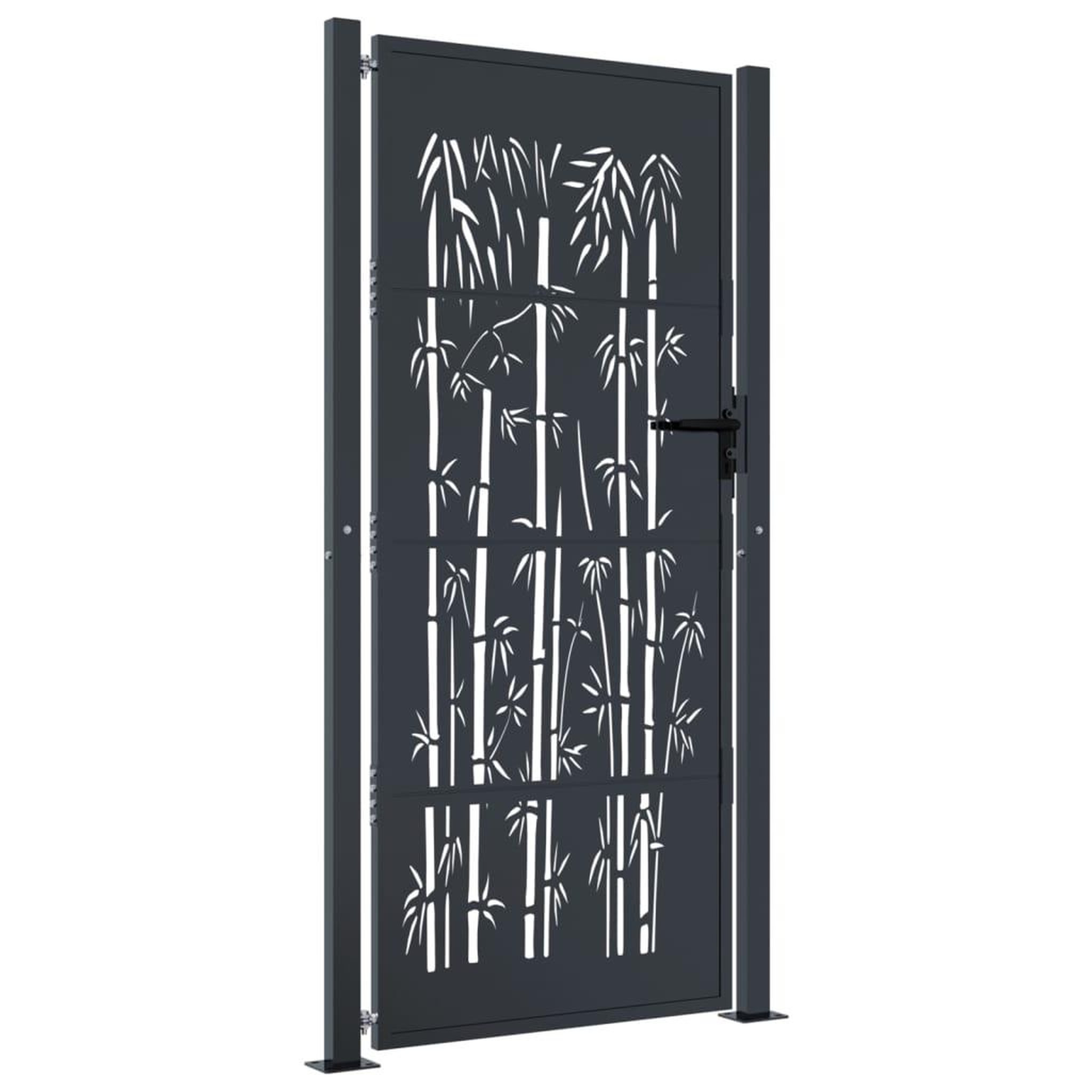 Voir la diapositive 2 : VIDAXL Portail de jardin anthracite 105x180 cm acier design de bambou