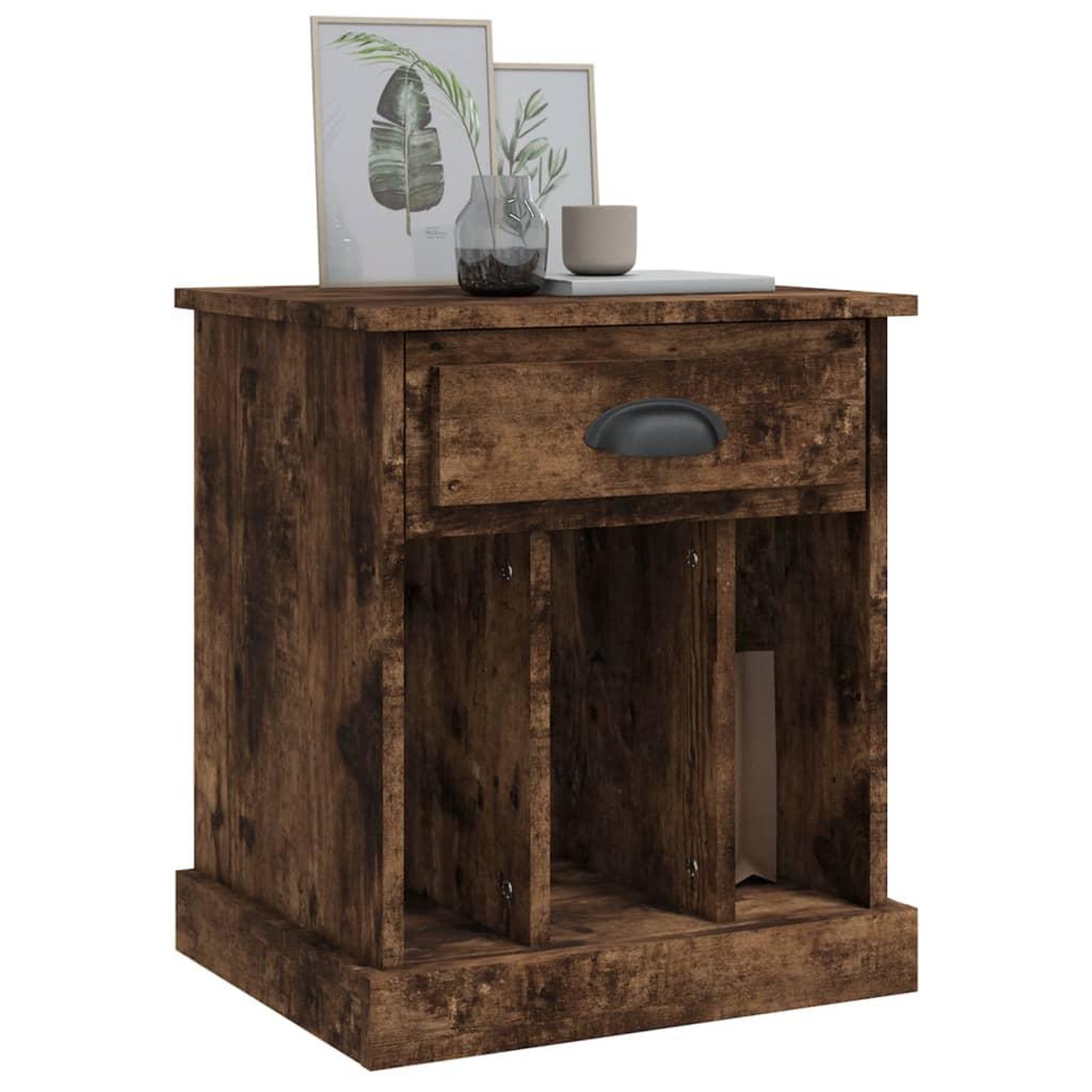 Voir la diapositive 4 : VIDAXL Table de chevet chene fume 43x36x50 cm