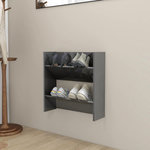 VIDAXL Armoire a chaussures murale gris brillant bois d'ingenierie