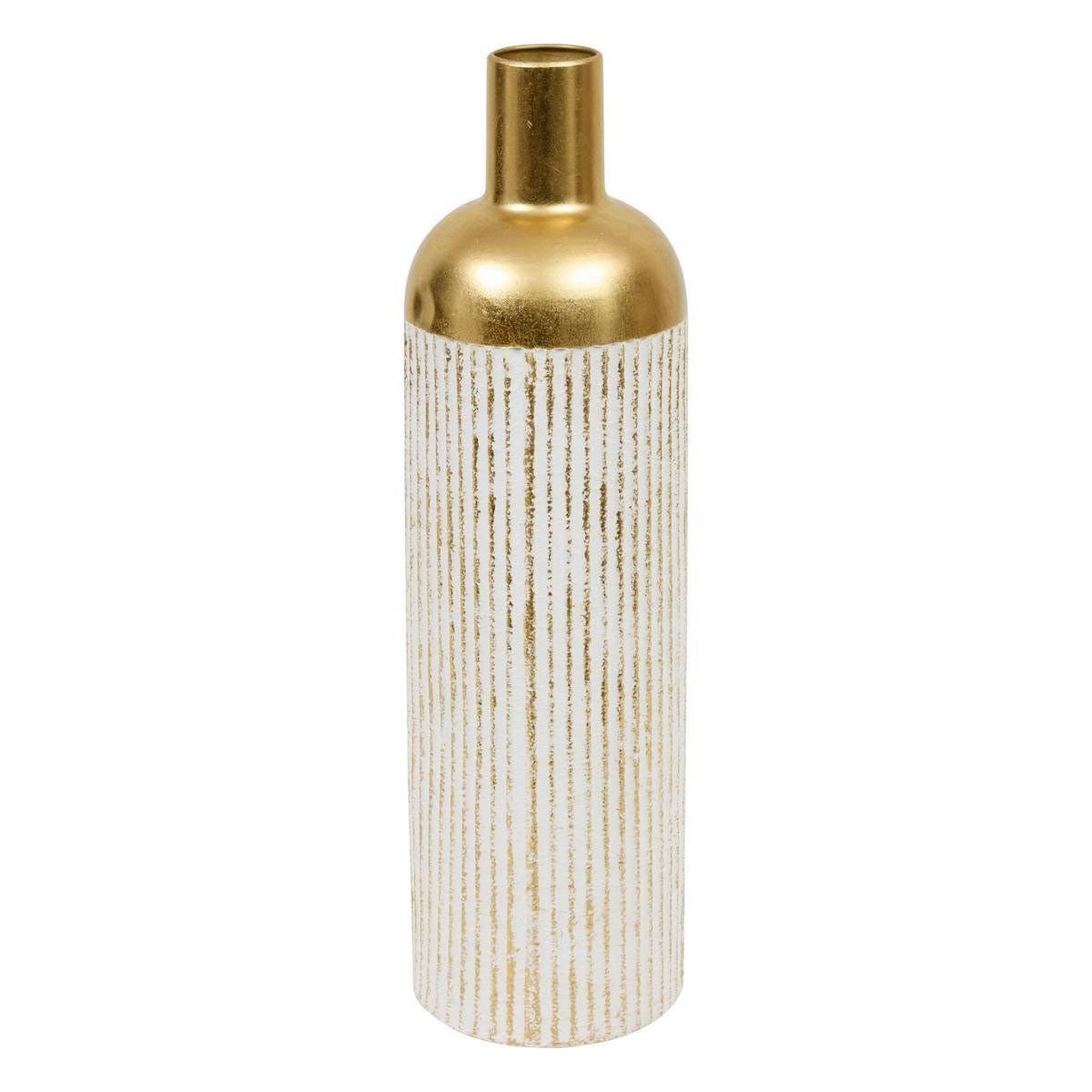 ATMOSPHERA Vase design en métal  mirsa  60cm blanc & doré