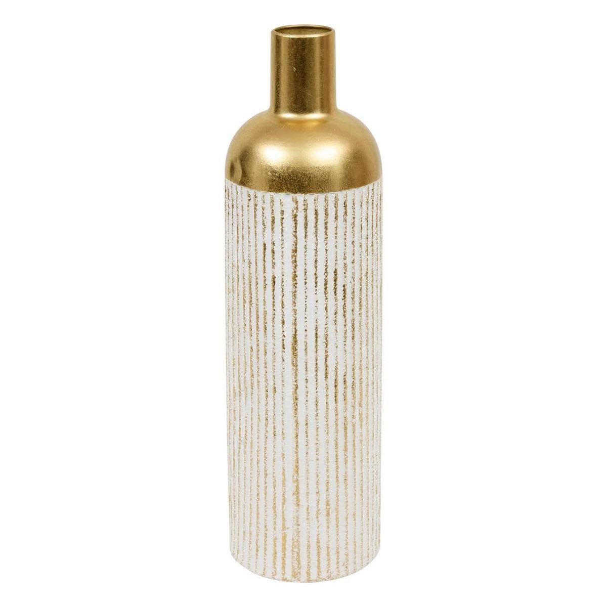 ATMOSPHERA Vase Design en Métal  Mirsa  60cm Blanc & Doré