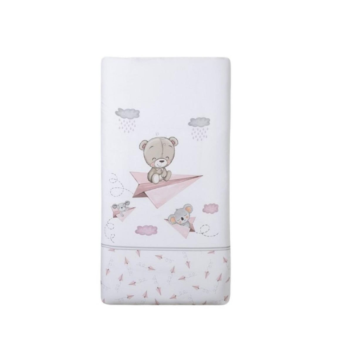 INTERBABY Parure Lit Bébé Amovible Avion papier - Rose