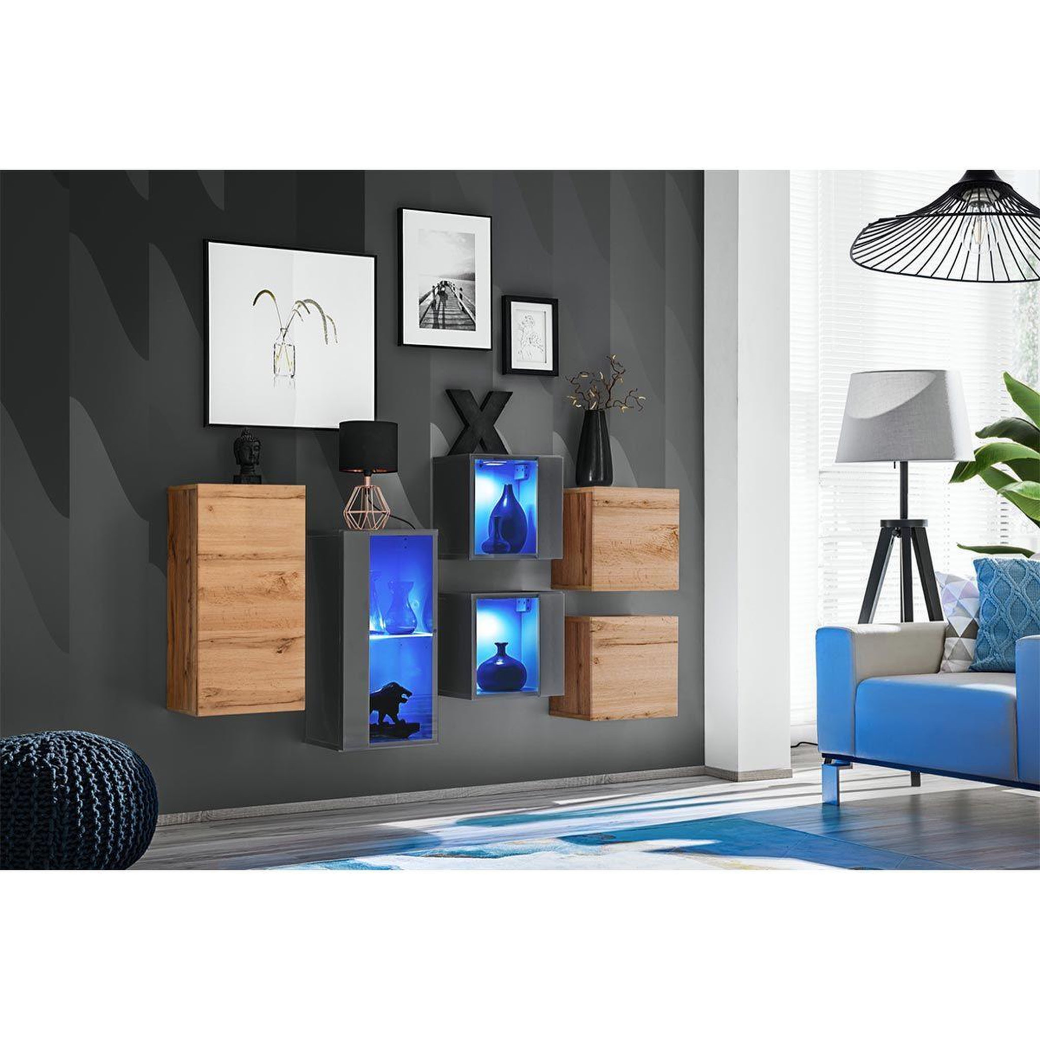 Voir la diapositive 2 : Paris Prix Meuble de Rangement  Switch SBIV  320cm Naturel & Gris