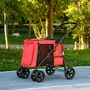 Voir la diapositive 2 : PAWHUT Poussette pliable pour chien chat 4 roues 3 pochettes rangement coussin acier oxford rouge