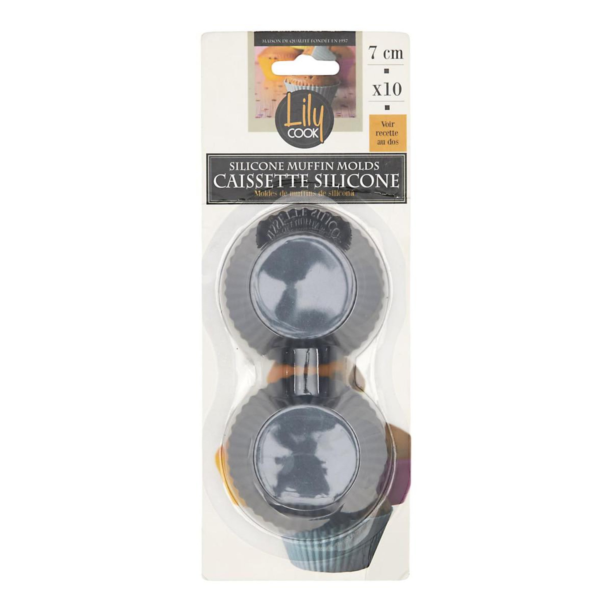 Voir la diapositive 2 : Lily Cook Lot de 10 caissettes en silicone  muffin  7cm gris