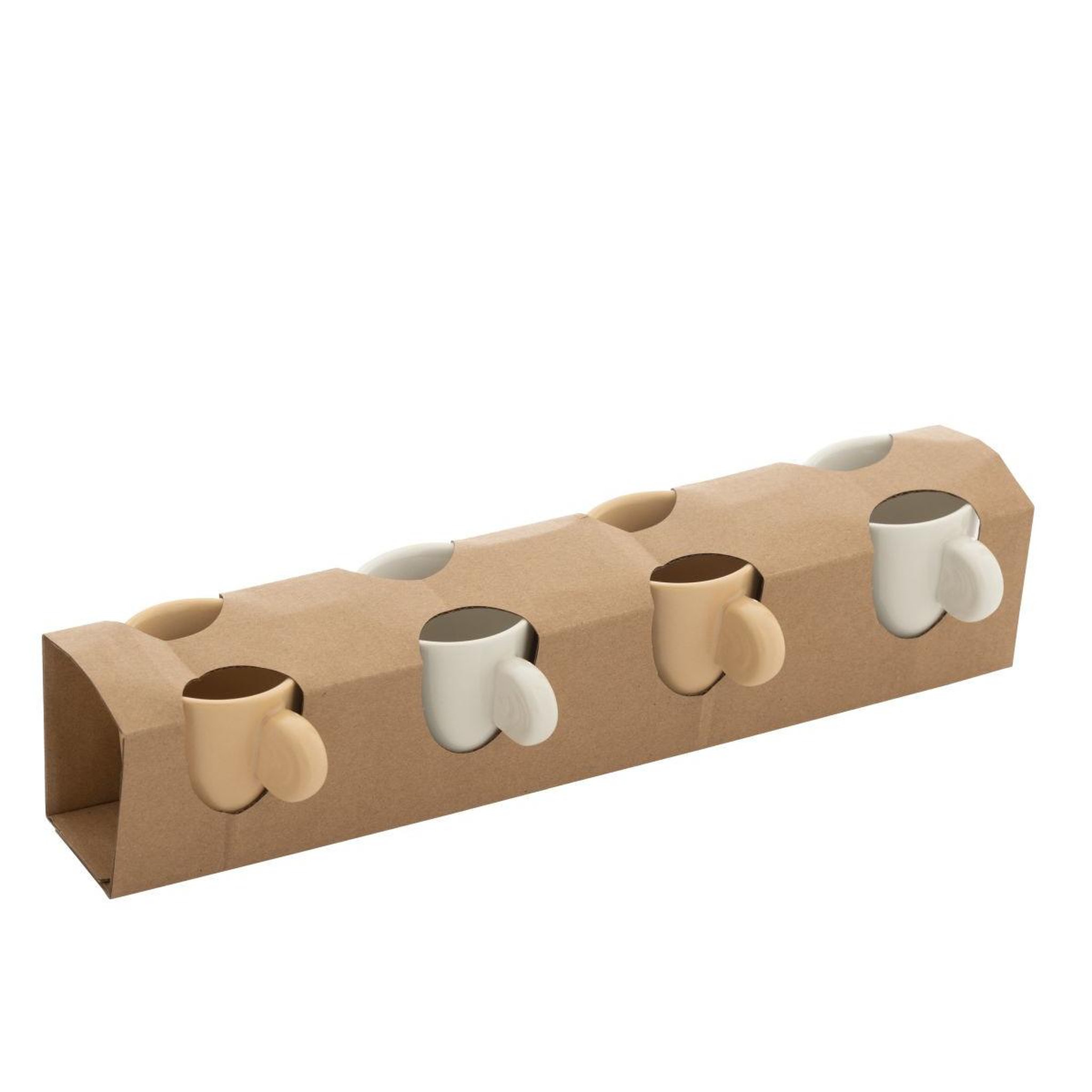 Voir la diapositive 4 : J-LINE Lot de 4 tasses  avery  22cl crème & blanc