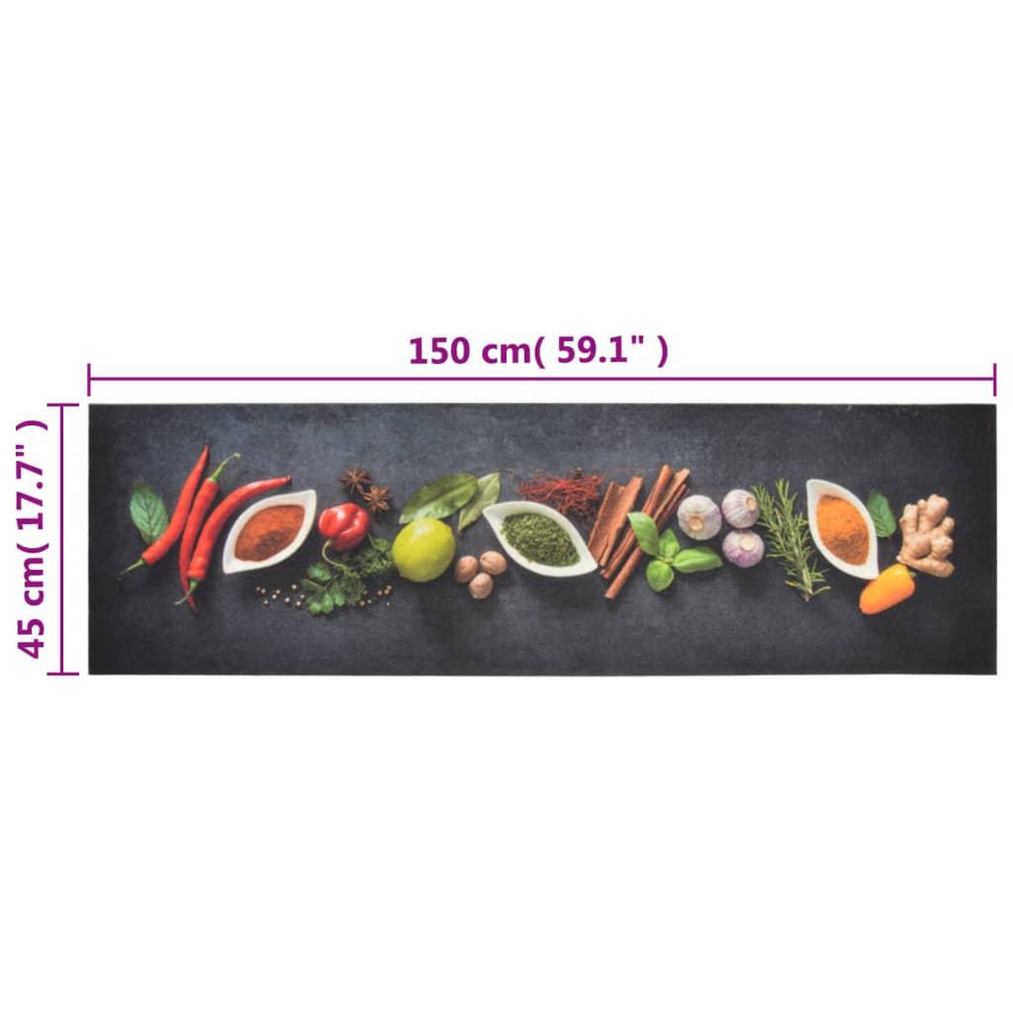 Voir la diapositive 6 : VIDAXL Tapis de cuisine lavable impression d'epices 45x150 cm velours