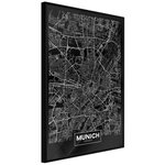 Paris Prix Affiche Murale Encadrée  City Map Munich Dark. Coloris disponibles : Noir, Jaune