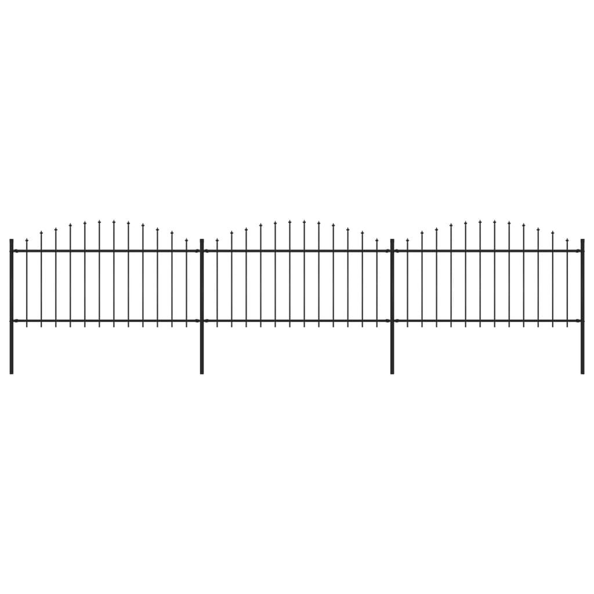 VIDAXL Cloture de jardin a dessus en lance Acier (1,25-1,5)x5,1 m Noir