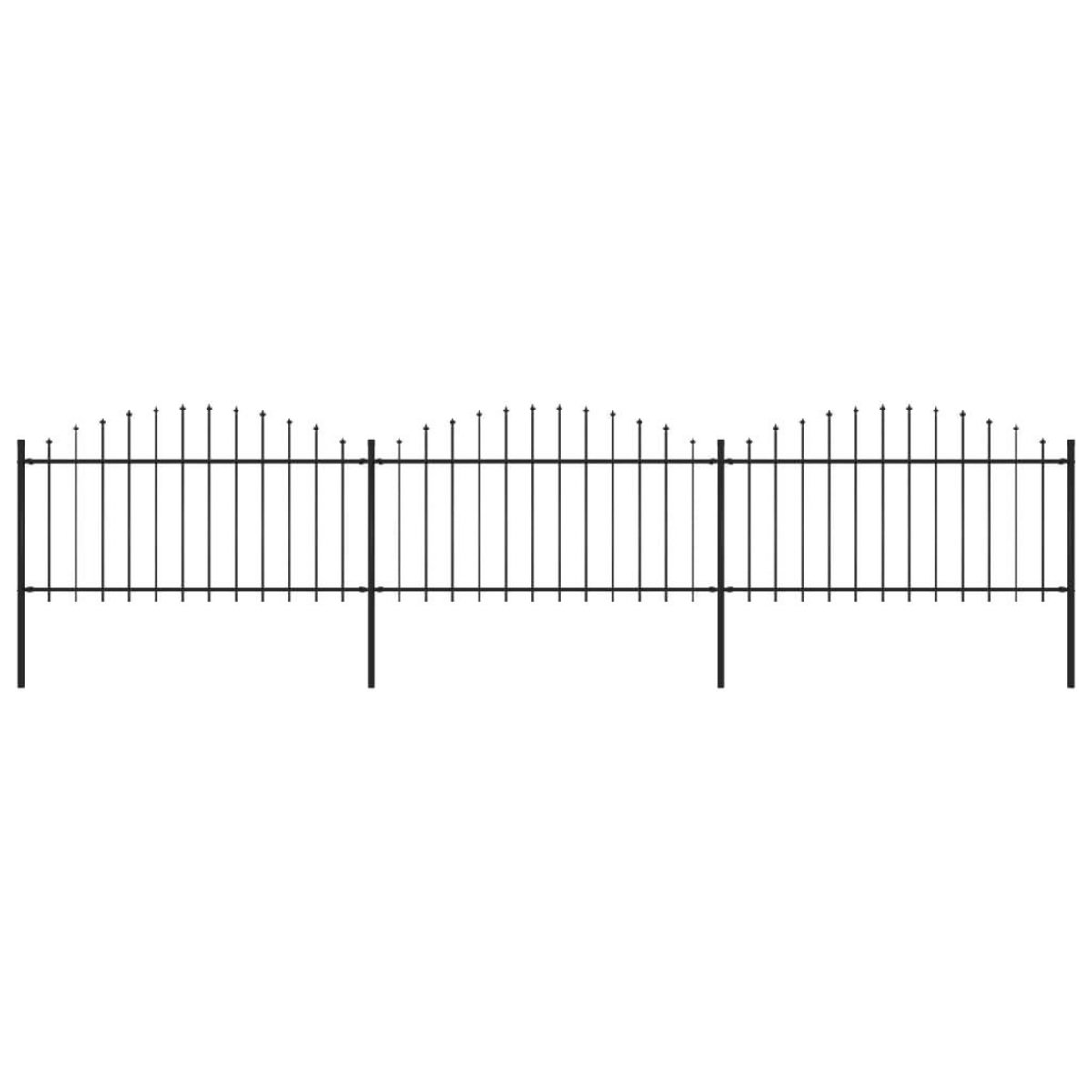 VIDAXL Cloture de jardin a dessus en lance Acier (1,25-1,5)x5,1 m Noir