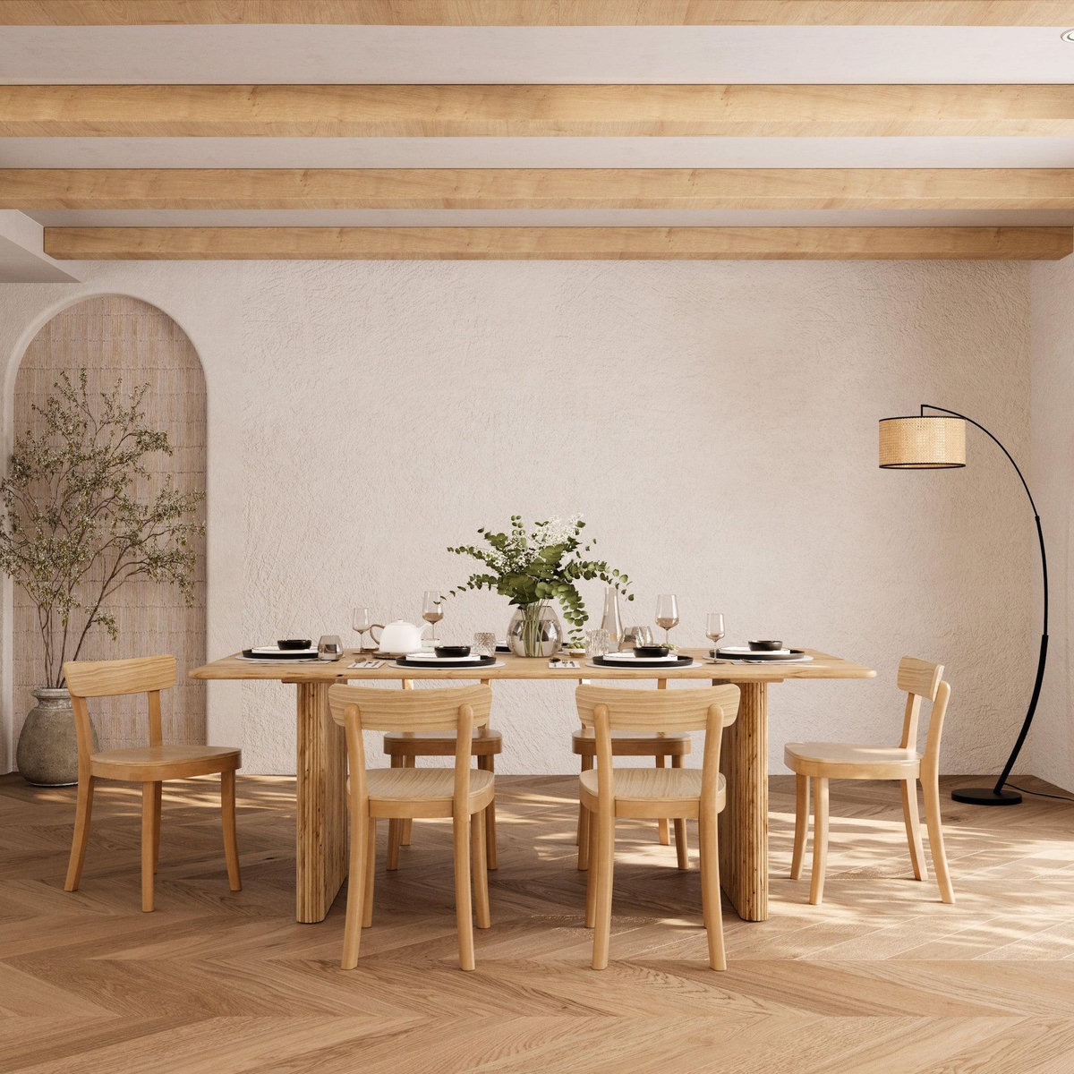 MAISON PAVANE Table rectangulaire en bois d'acacia 8 personnes-Andrea