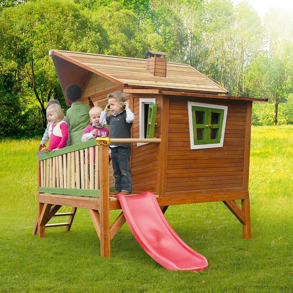 AXI Cabane de jardin enfant avec toboggan - Bois - H1.65m - EMMA 
