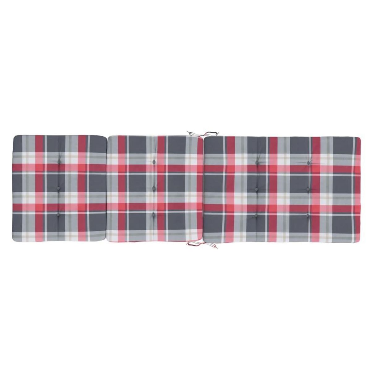 VIDAXL Coussins de chaise longue lot de 2 motif a carreaux rouges