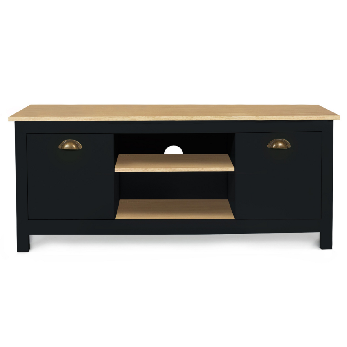 ID MARKET Meuble TV 113 cm campagne ISIS bois et noir