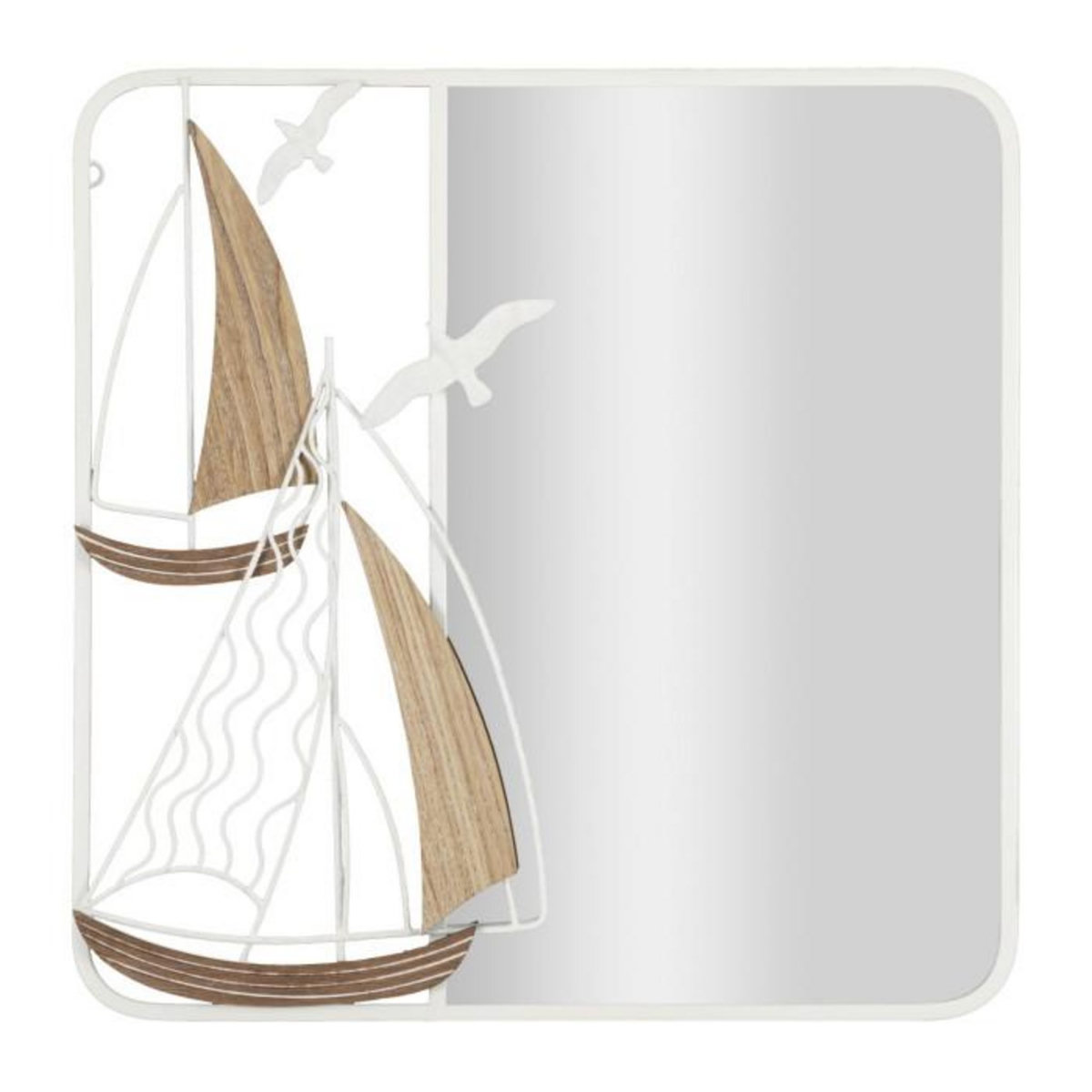 Paris Prix Miroir Mural Design  Adriatic  60cm Blanc & Naturel