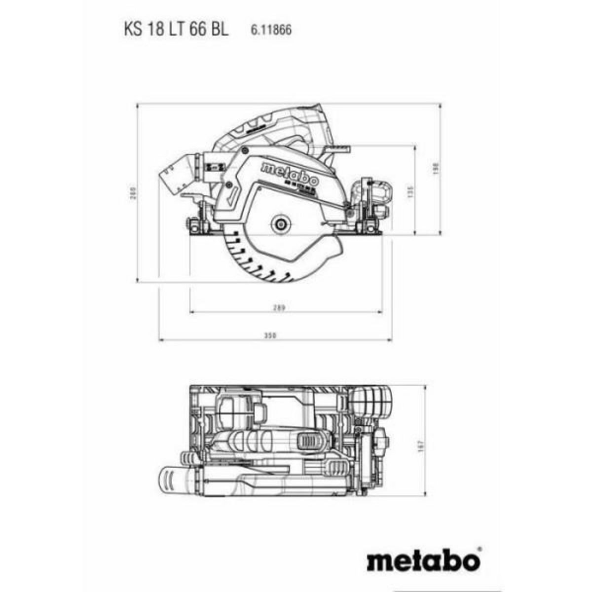 METABO Scie circulaire portative sans fil - METABO - KS 18 LTX 66 BL - 18 V - lame de scie circulaire carbure