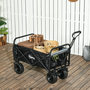 Voir la diapositive 2 : OUTSUNNY Chariot de jardin 110L pliable 4 roues poignée télescopique réglable porte noir