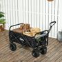 Voir la diapositive 2 : OUTSUNNY Chariot de jardin 110L pliable 4 roues poignée télescopique réglable porte noir