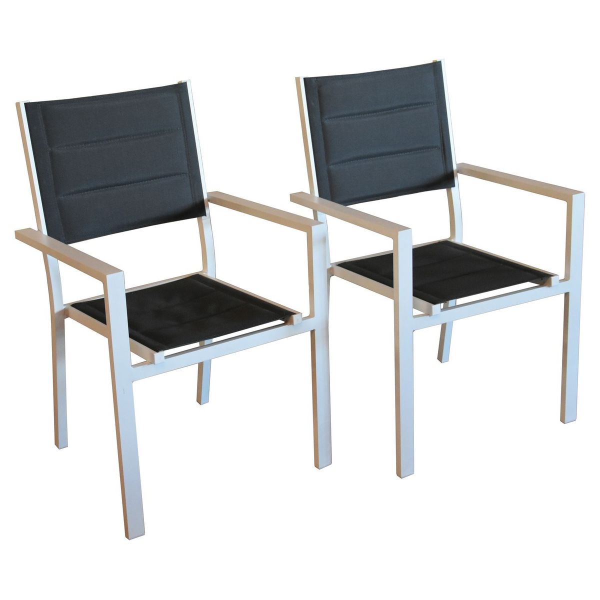 GIvex Lot de 8 fauteuils de jardin - Blanc et gris - ROMA