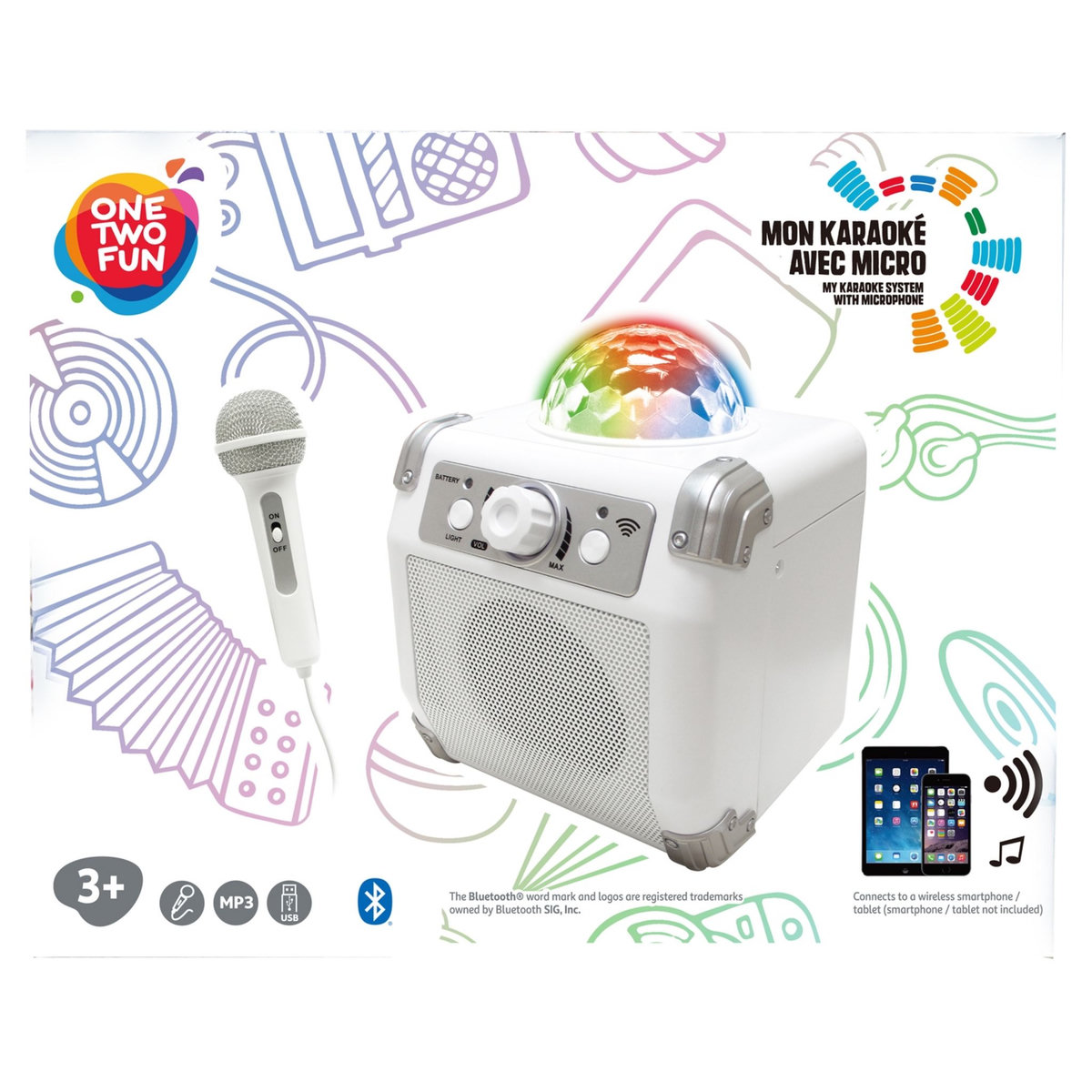 One Two Fun Système de karaoké avec micro bluetooth