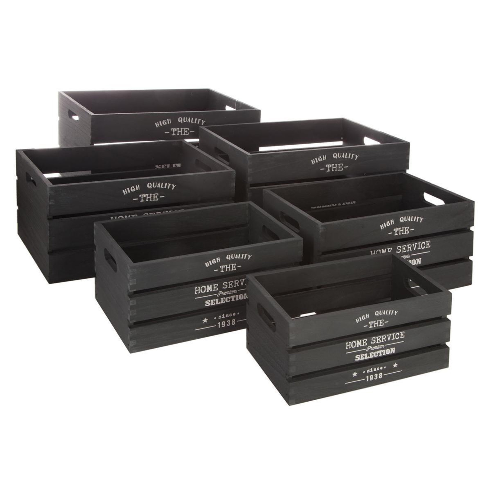 ATMOSPHERA Lot de 6 caisses cagettes  facto  40cm charbon