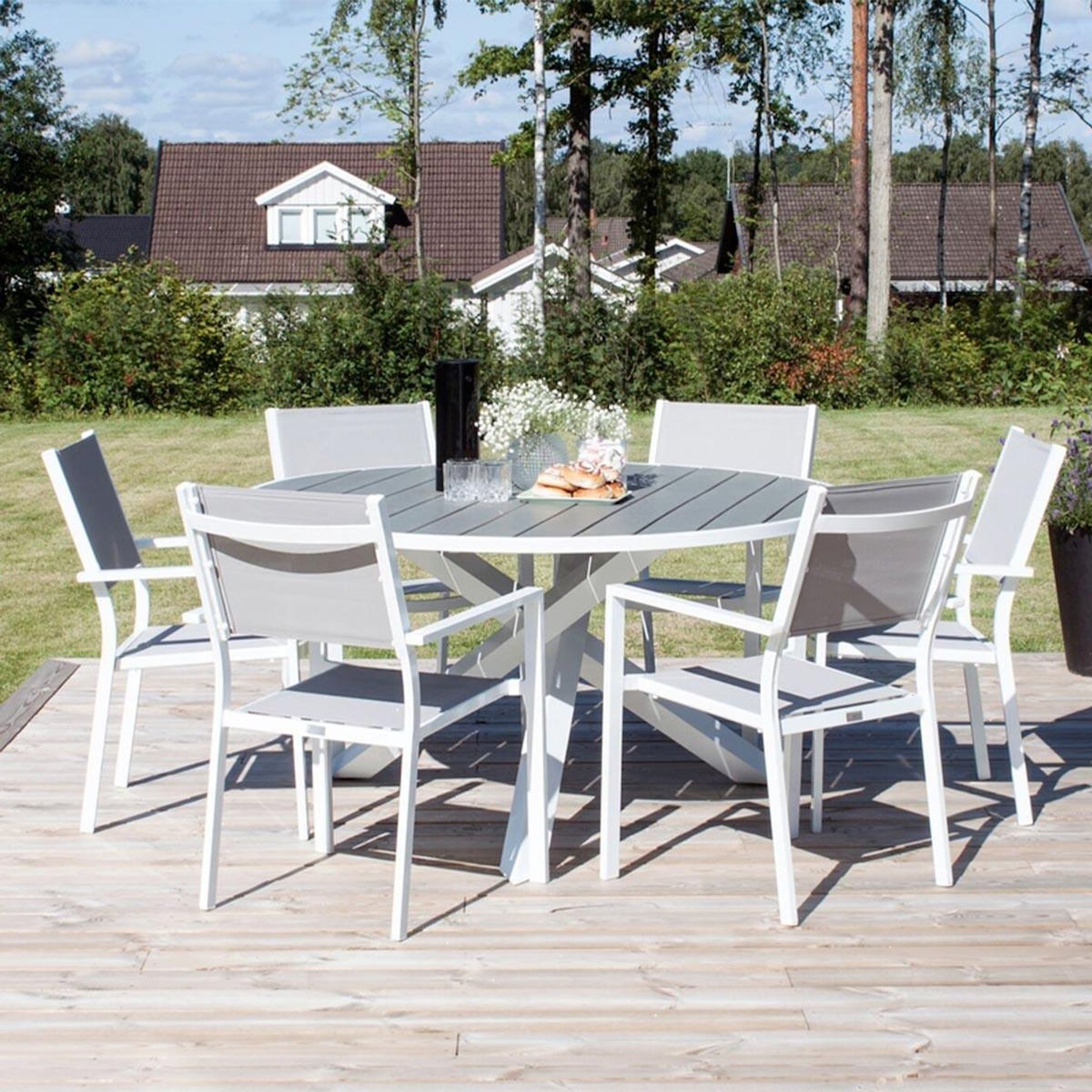 Paris Prix Ensemble Table de Jardin & 6 Chaises  Parma  140cm Gris