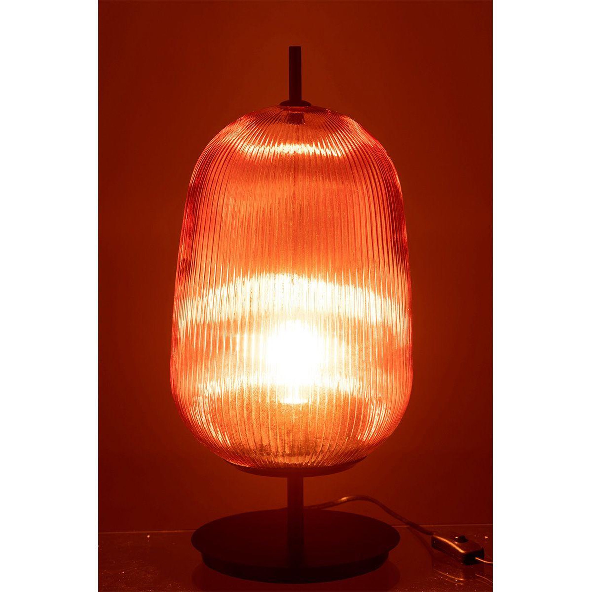 Voir la diapositive 3 : J-LINE Lampe à poser en verre  oasis ii  42cm rouge