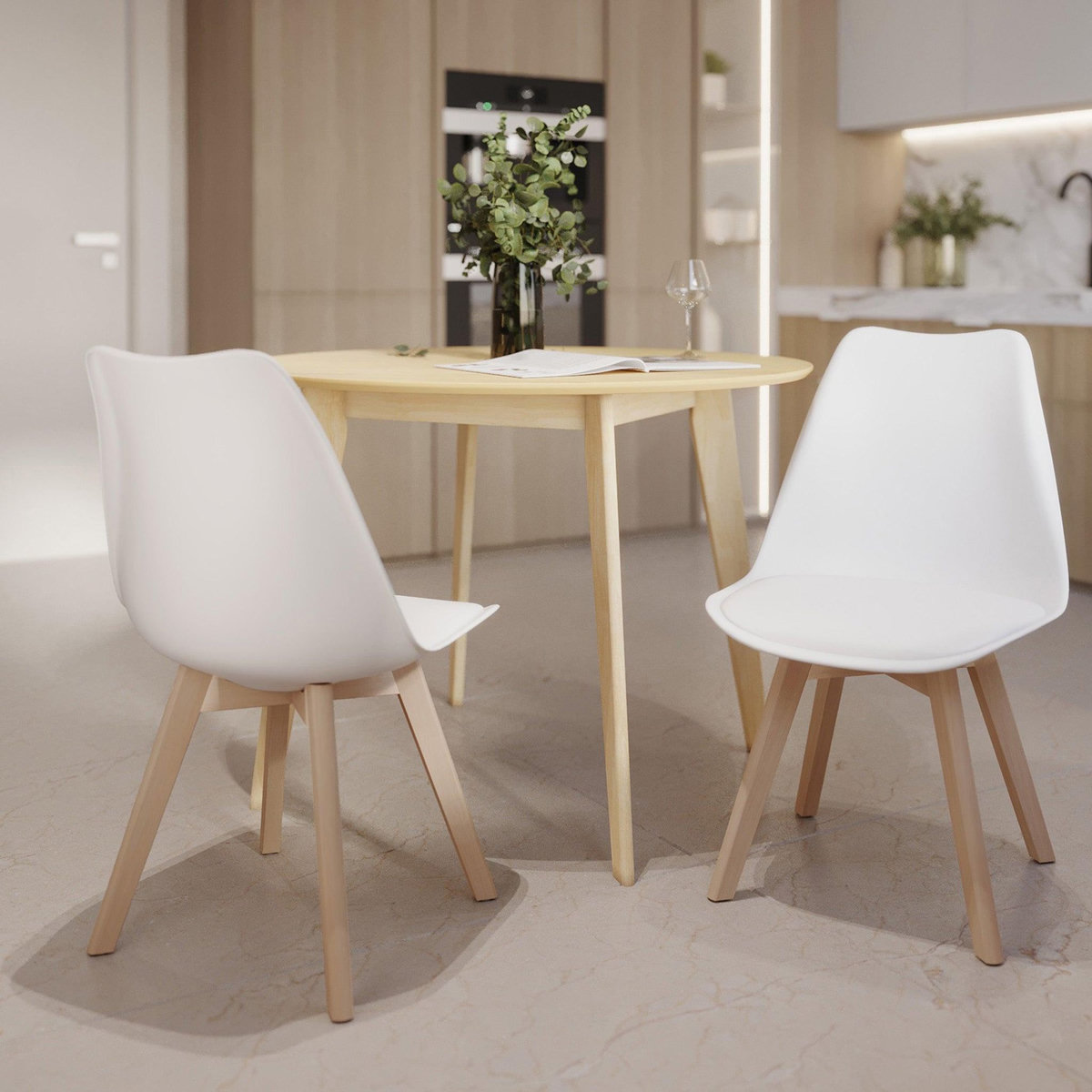 Rendez vous déco Lot de 2 chaises blanches et pieds bois - Skandi