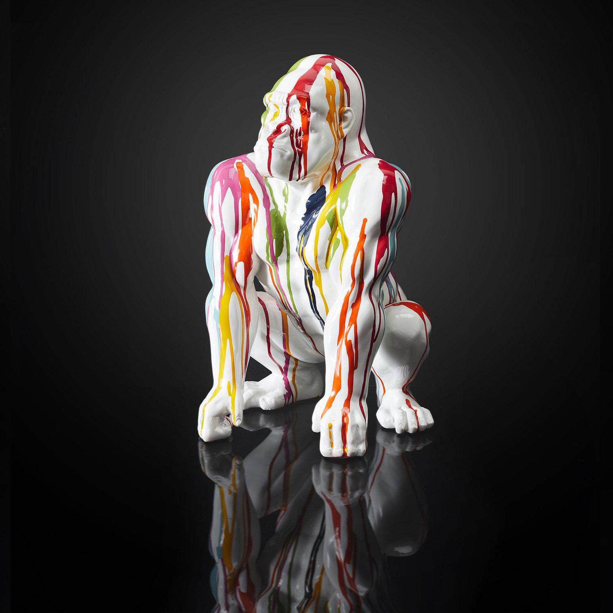 Voir la diapositive 3 : TOILINUX Gorille multi-couleur en polyrésine - hauteur 46 cm