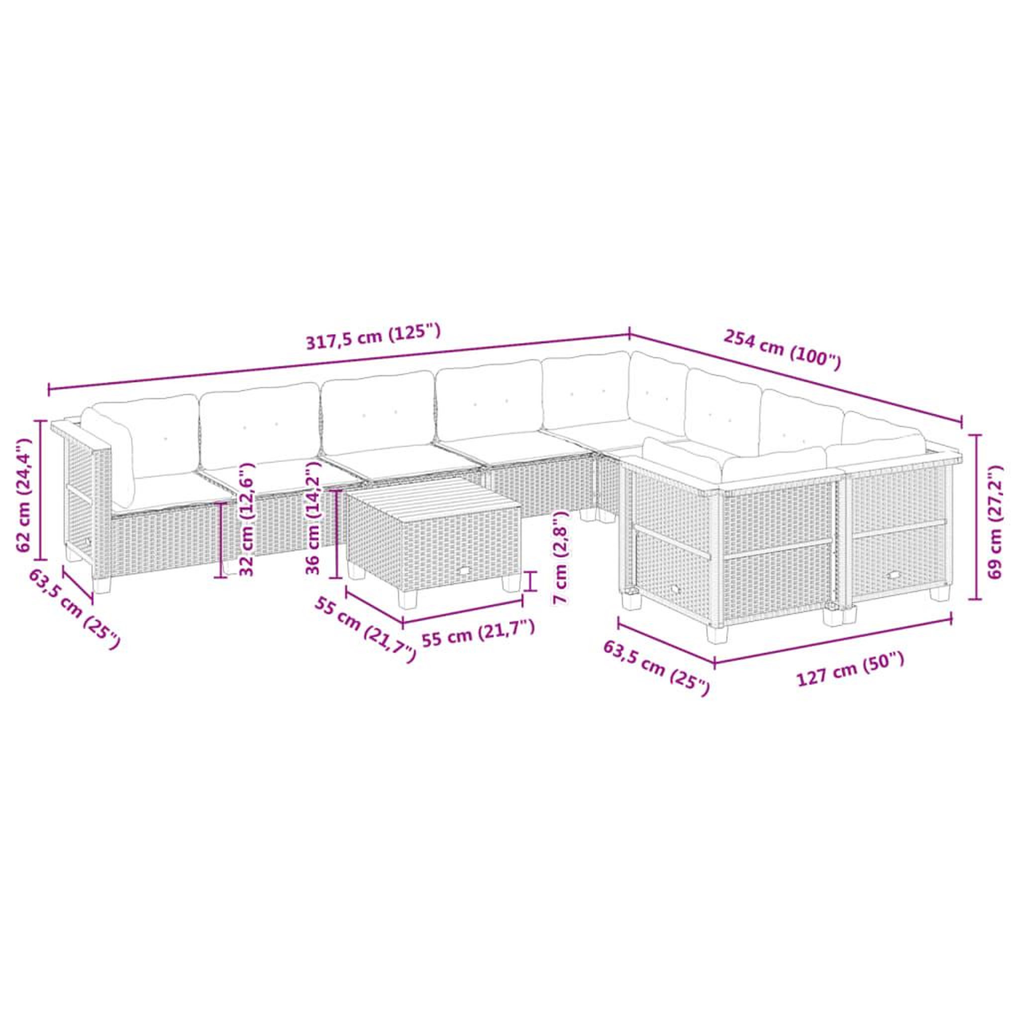 Voir la diapositive 6 : VIDAXL Salon de jardin 10 pcs avec coussins noir resine tressee