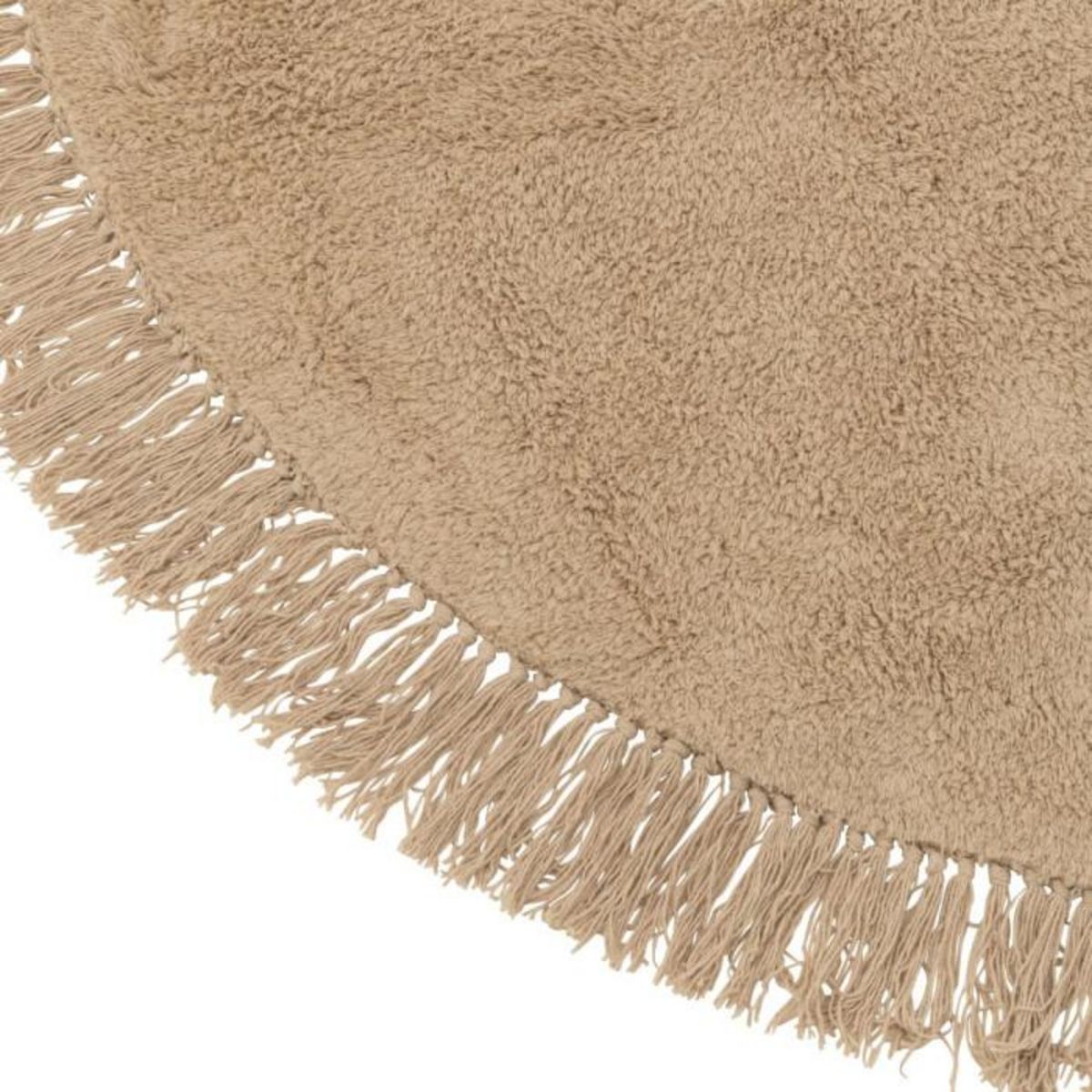 Paris Prix Tapis Rond à Franges  Bohemia  150cm Beige Foncé