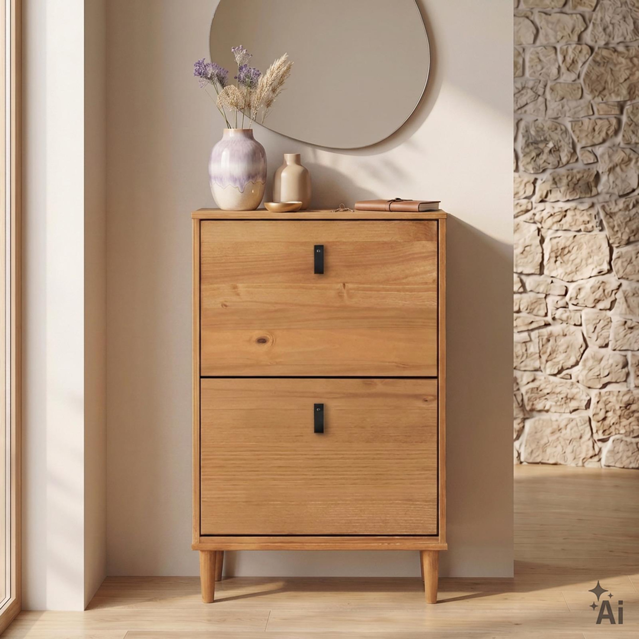 Voir la diapositive 2 : IDIMEX Meuble à chaussures entrée mikka en bois massif