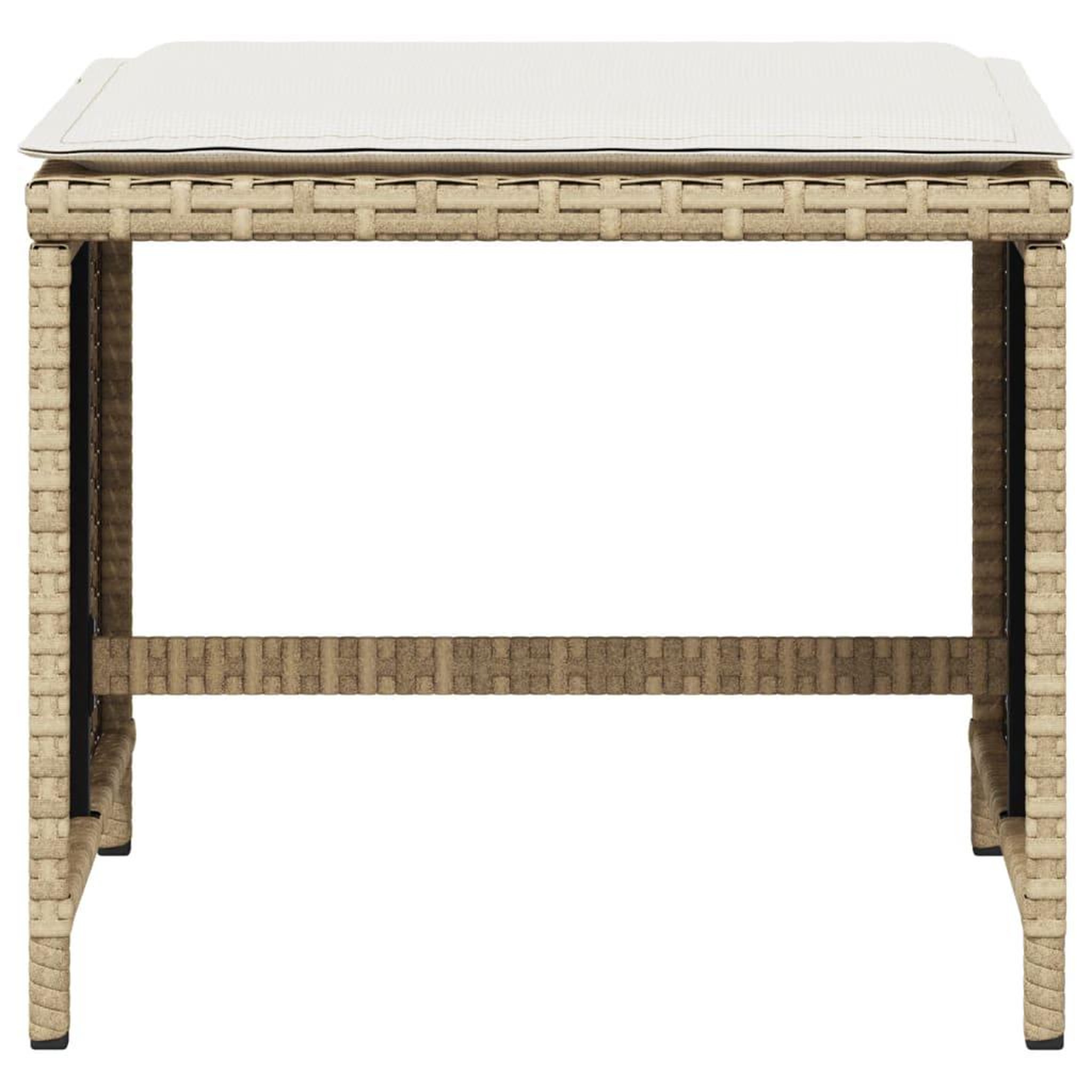 Voir la diapositive 5 : VIDAXL Tabourets de jardin avec coussins lot de 4 beige resine tressee
