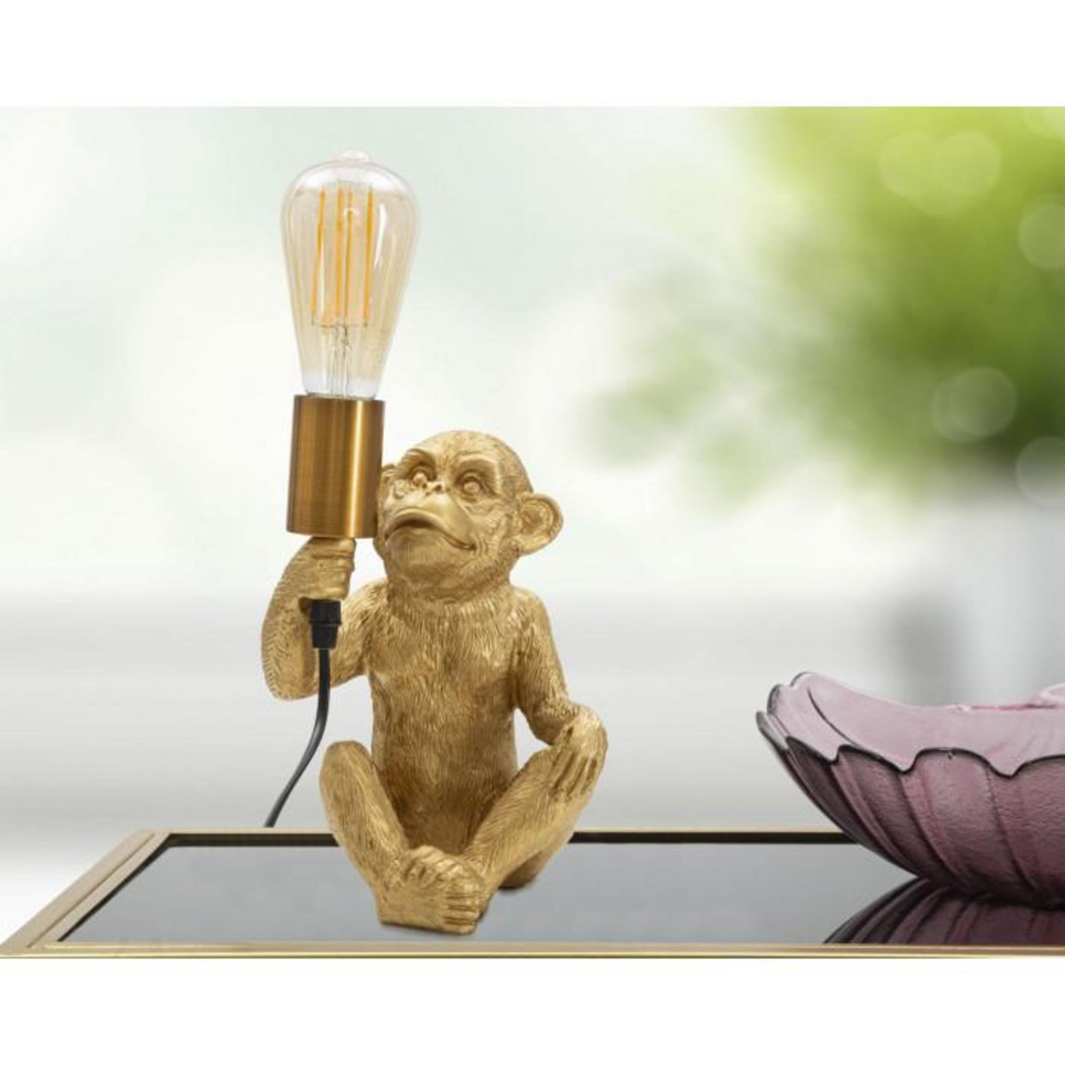 Paris Prix Lampe à Poser en Résine  Monkey  25cm Or