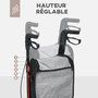 Voir la diapositive 4 : HOMCOM Déambulateur réglable pliable 3 roues frein double panier alu rouge