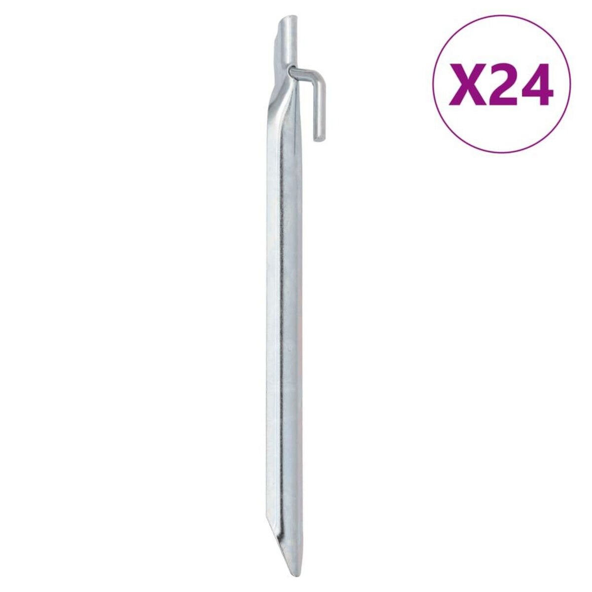 VIDAXL Piquets de tente 24pcs en forme de V 24cm Ø20mm acier galvanise
