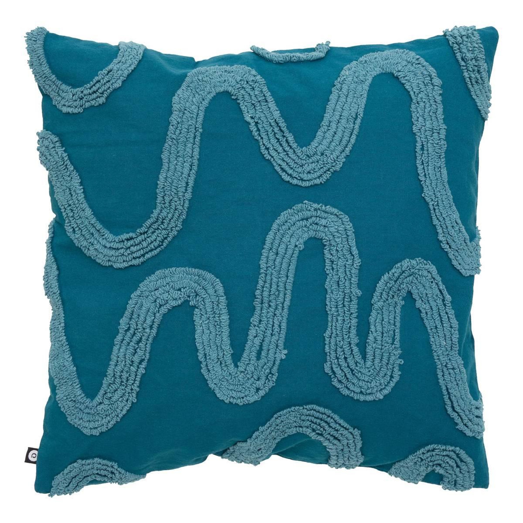 ATMOSPHERA Coussin déco tufté  homy  45x45cm bleu pétrole