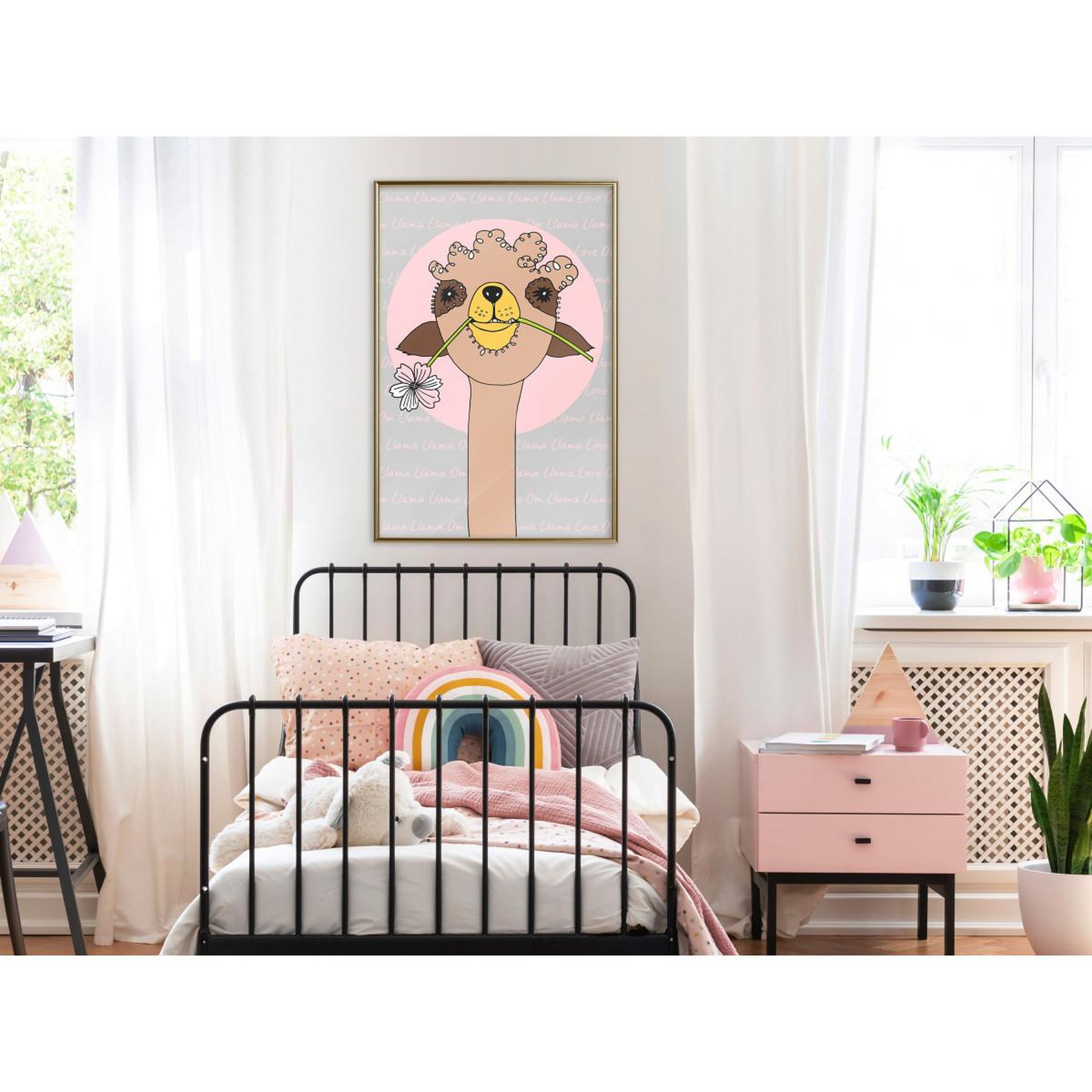 Voir la diapositive 2 : Paris Prix Affiche Murale Encadrée  Cute Llama